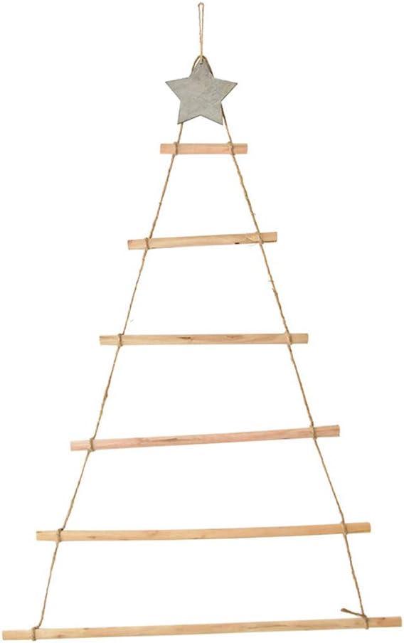 Rustic White Wooden Ladder Christmas Tree with Star