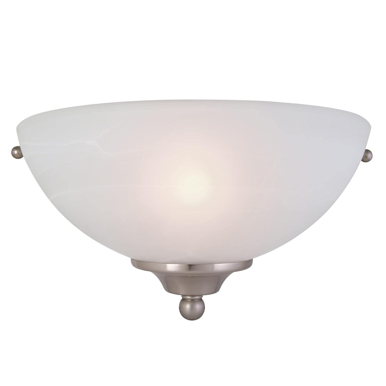 Design House 511584 Millbridge Traditional 1-Light Indoor Dimmable Wall Sconce with Alabaster Glass for Bathroom Hallway Foyer, Satin Nickel Finish