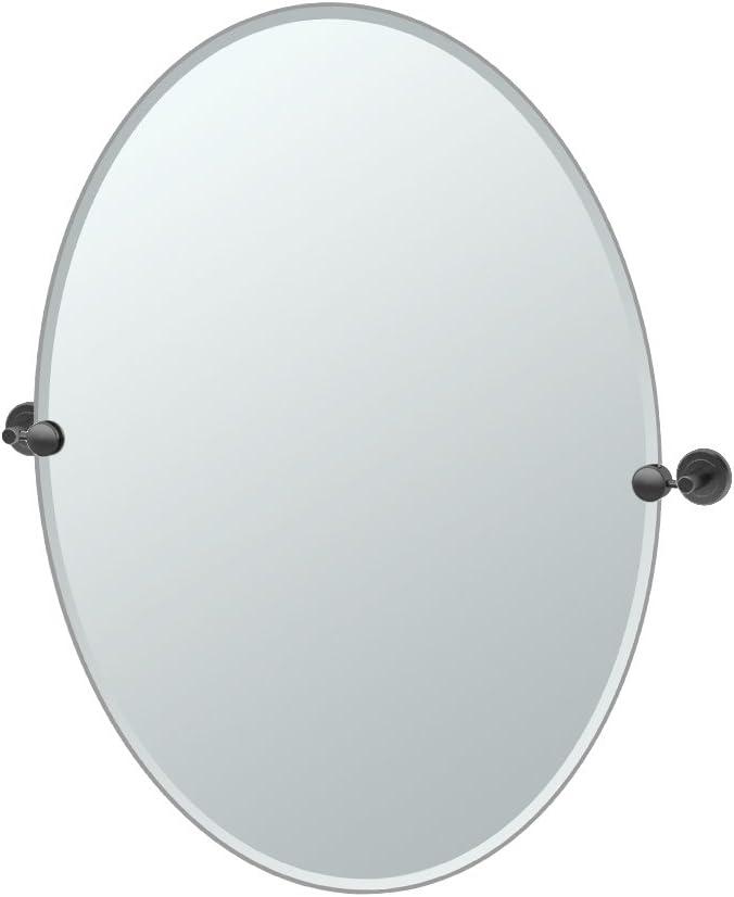 Elegant Latitude II Oval Full-Length Vanity Mirror in Matte Black