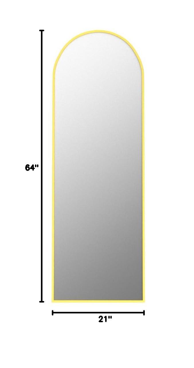 GLSLAND Full Length Mirror Arch Standing Floor Mirror, 64"x21" Arched Wall Mirror, Gold