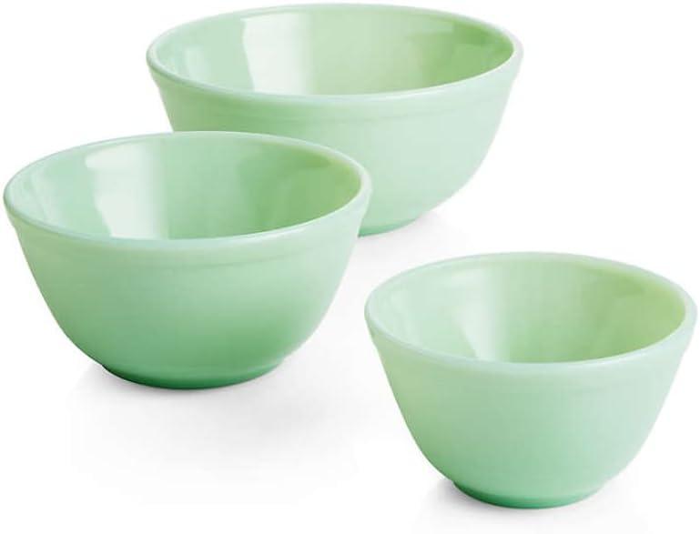 Mosser Glass Jadeite Mixing Bowl Set (Set of 3), Green Glass