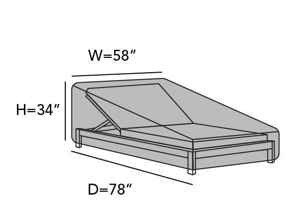 Covermates Outdoor Double Chaise Lounge Cover - Water Resistant Polyester, Drawcord Hem, Mesh Vents, Seating and Chair Covers, DOUBLE 58W x 78D x 34H, Charcoal
