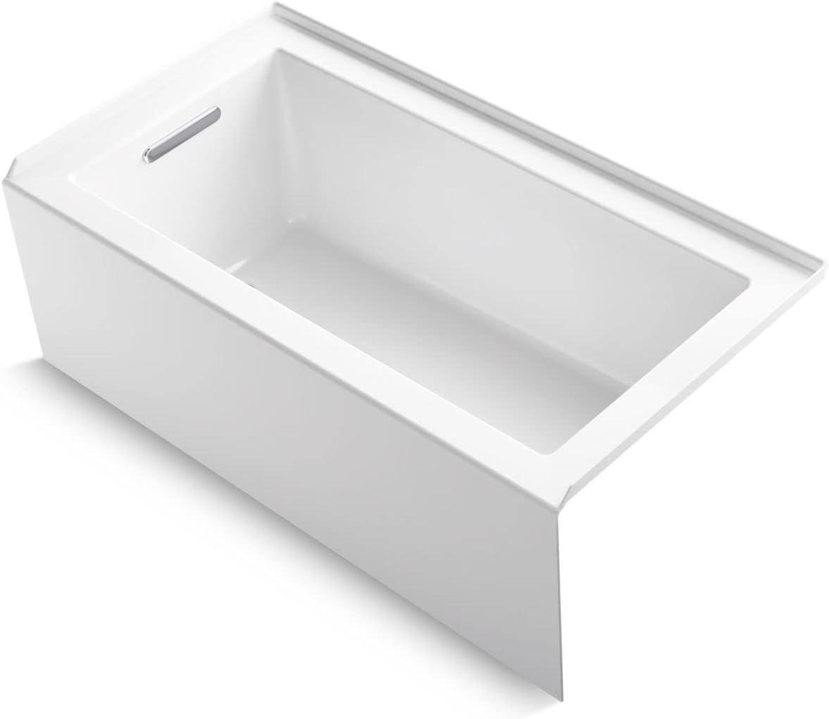 White Acrylic 60" x 32" Rectangular Alcove Soaking Bathtub