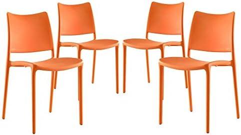 Hipster Vibrant Orange Stackable Indoor/Outdoor Side Chair