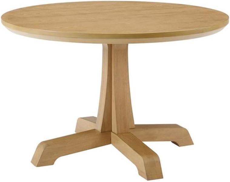 Pemberly Row 48" Wood Round Dining Table with Pedestal Base - Rustic Oak