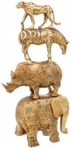 10" x 15" Gold Polystone Safari Animals Sculpture, by DecMode