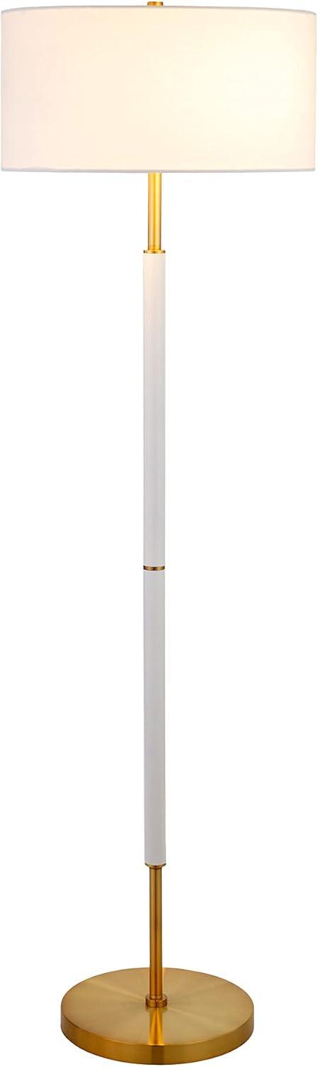 Evelyn&Zoe Simone Mid-Century Modern Metal Floor Lamp, White and Brass