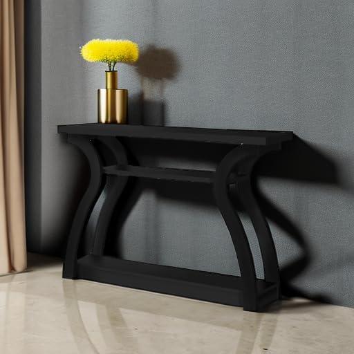 Accent Table Console Entryway Narrow Sofa Bedroom Laminate Black