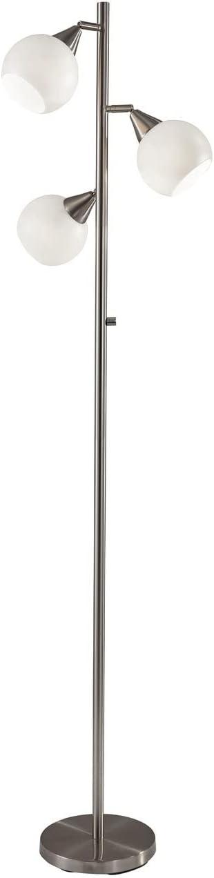 Adjustable White and Brushed Steel Tree Floor Lamp