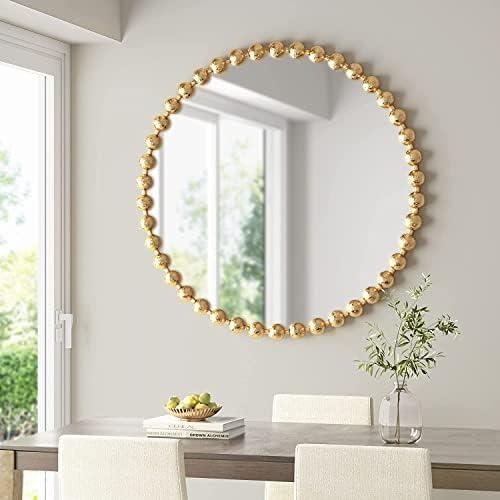 Marlowe Beaded Round Metal Wall Mirror