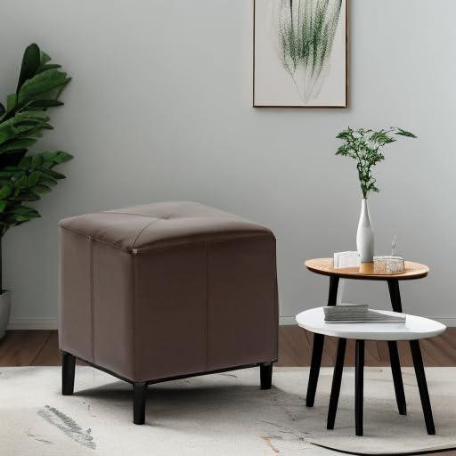 Aric Bonded Leather Ottoman - Baxton Studio: Dark Brown Footrest, Seating Bench, No Assembly Required