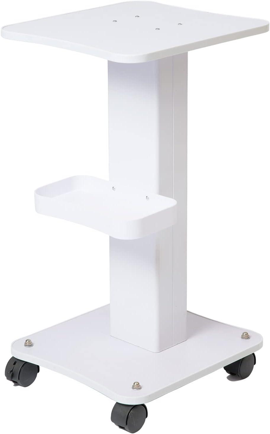 White Aluminum Alloy Salon Spa Trolley with Swivel Wheels