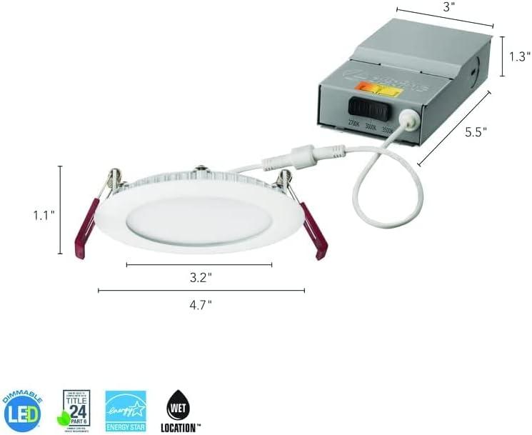 Wafer 4'' Dimmable Air-Tight LED Canless Recessed Lighting Kit