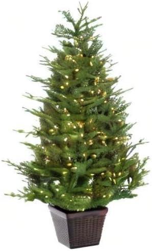 Fraser Hill Farm 5-ft. Adirondack Prelit Potted Christmas Tree with Warm White LED Lights