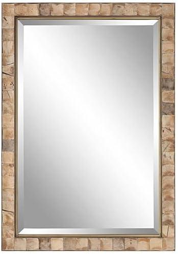 Uttermost Rectangular Vanity Decorative Wall Mirror Rustic Beveled Dark Gold Polished Coconut Frame 27 3/4" Wide for Bathroom