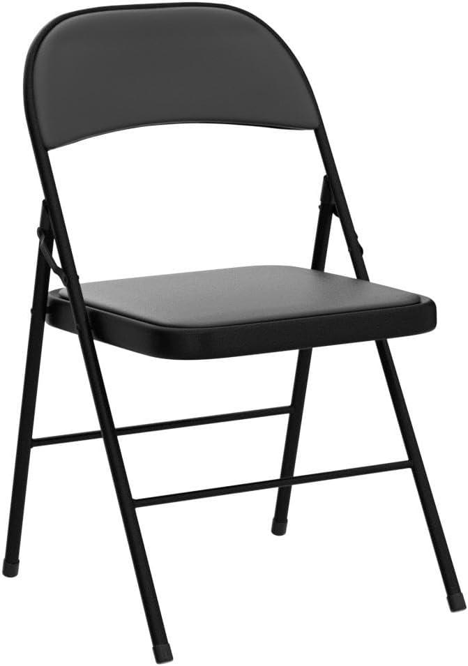 4Pcs Fully Assembled Thick-Padded Black PU Folding Chairs, 17.7"X19.7"X30.7"