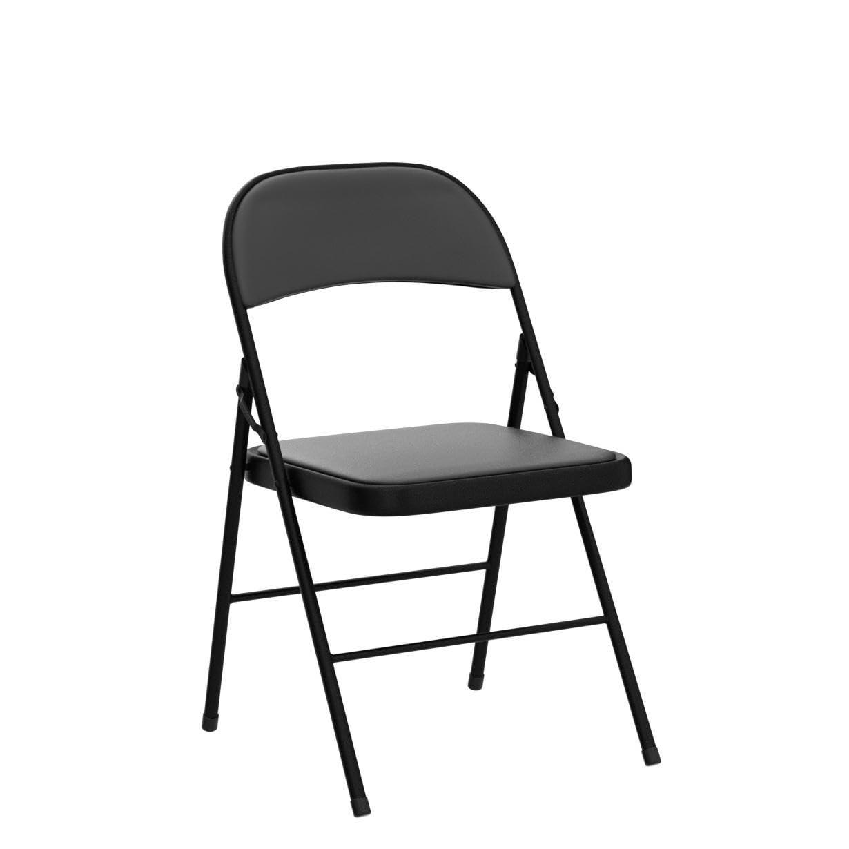 Inbox Zero 4Pcs Fully Assembled Thick-Padded Black PU Folding Chairs, 17.7"X19.7"X30.7"