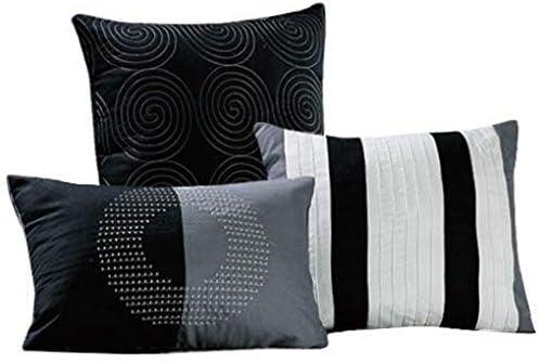 Elsie Gray and Black 7-Piece Queen Comforter Set