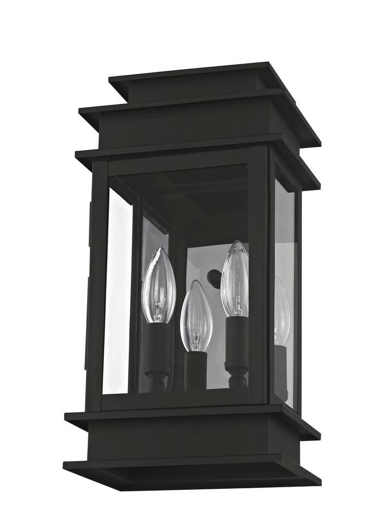 2014-04-Livex Lighting-Princeton - 2 Light Outdoor Wall Lantern in Traditional Style - 7.5 Inches wide by 14 Inches high-Black Finish