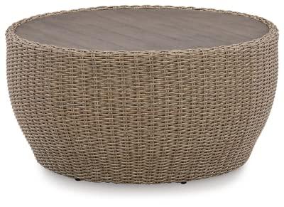 Signature Design by Ashley Casual Danson Outdoor Coffee Table  Beige
