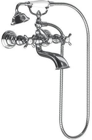 Weymouth Double Handle Wall Mounted Tub Spout Trim with Diverter and Handshower