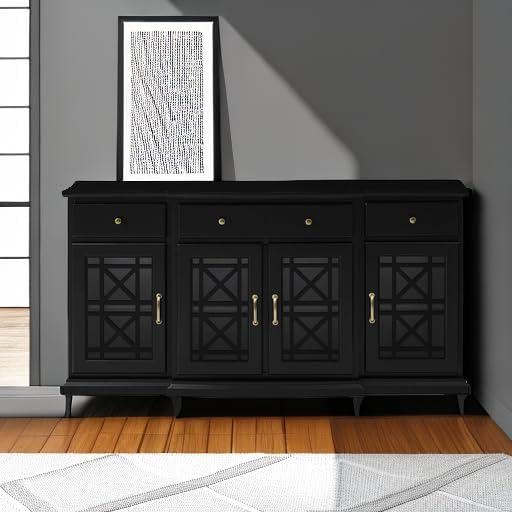 Saugeries Fretwork Detailed Glass Door Sideboard