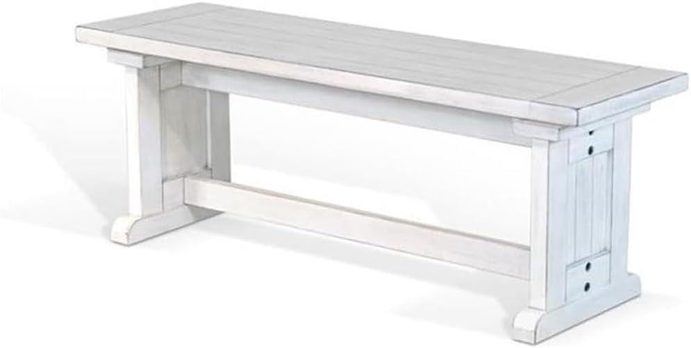 Pemberly Row Farmhouse Wood Breakfast Nook Set in Marble White