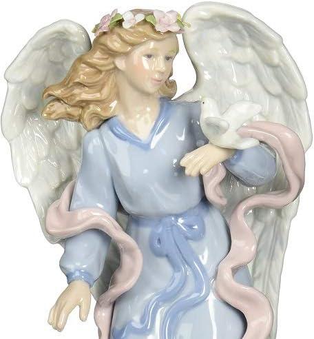 Kevins Gift Shoppe Ceramic Angel Holding Peace Dove Music Box