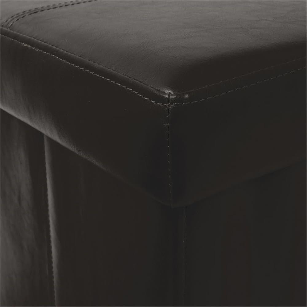 Dark Brown Tufted Faux Leather Foldable Storage Bench