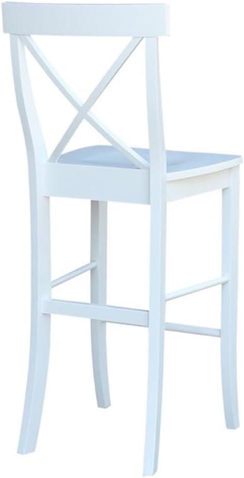 International Concepts Cross Back Solid Wood 30 in. Bar Height Stool in White