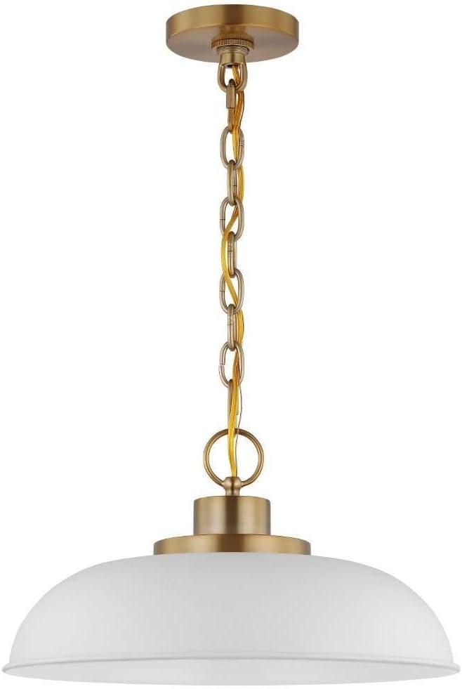 Nuvo Lighting Colony 1 Light Small Pendant Matte White with Burnished Brass