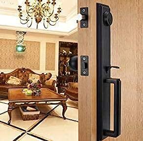 TMC Iron Black Front Double Door Handleset(Keyed&Dummy Set, Matte Black)