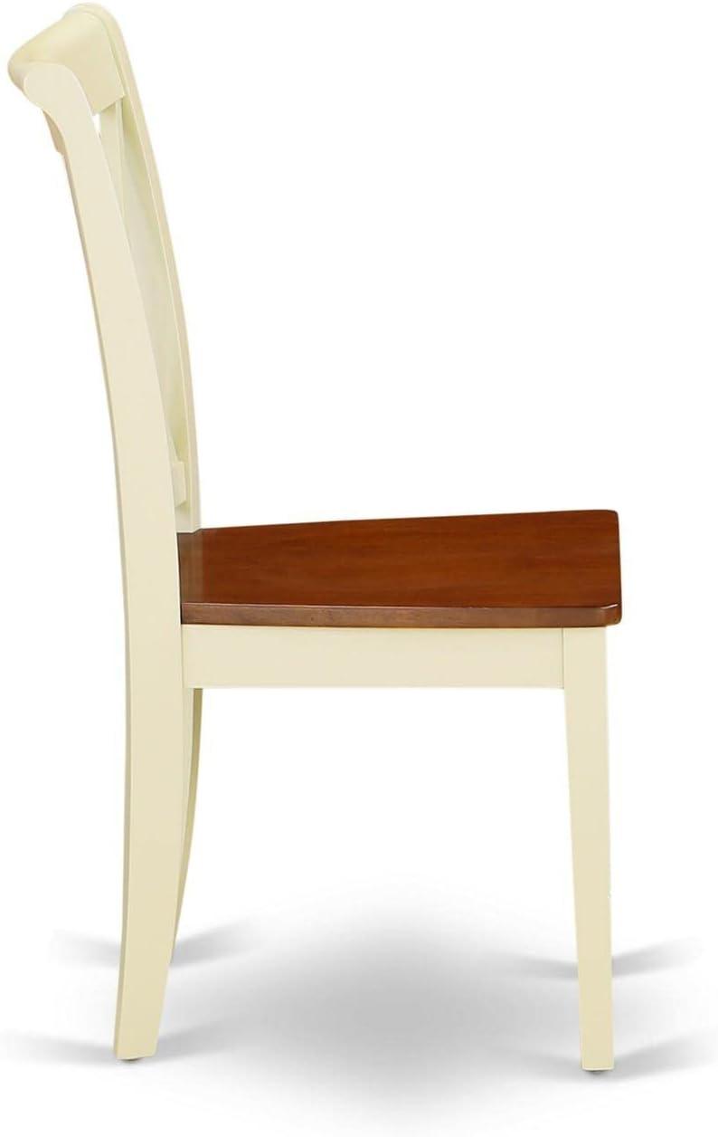 Buttermilk and Cherry Cross Back Rubberwood Dining Chairs, Set of 2