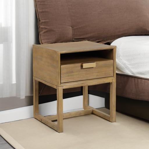 22" Luke Wood Nightstand with Open Cubby, Farmhouse Rustic Style - Nathan James