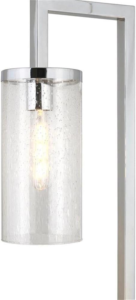 Evelyn&Zoe Modern Metal Floor Lamp with Seeded Glass Shade