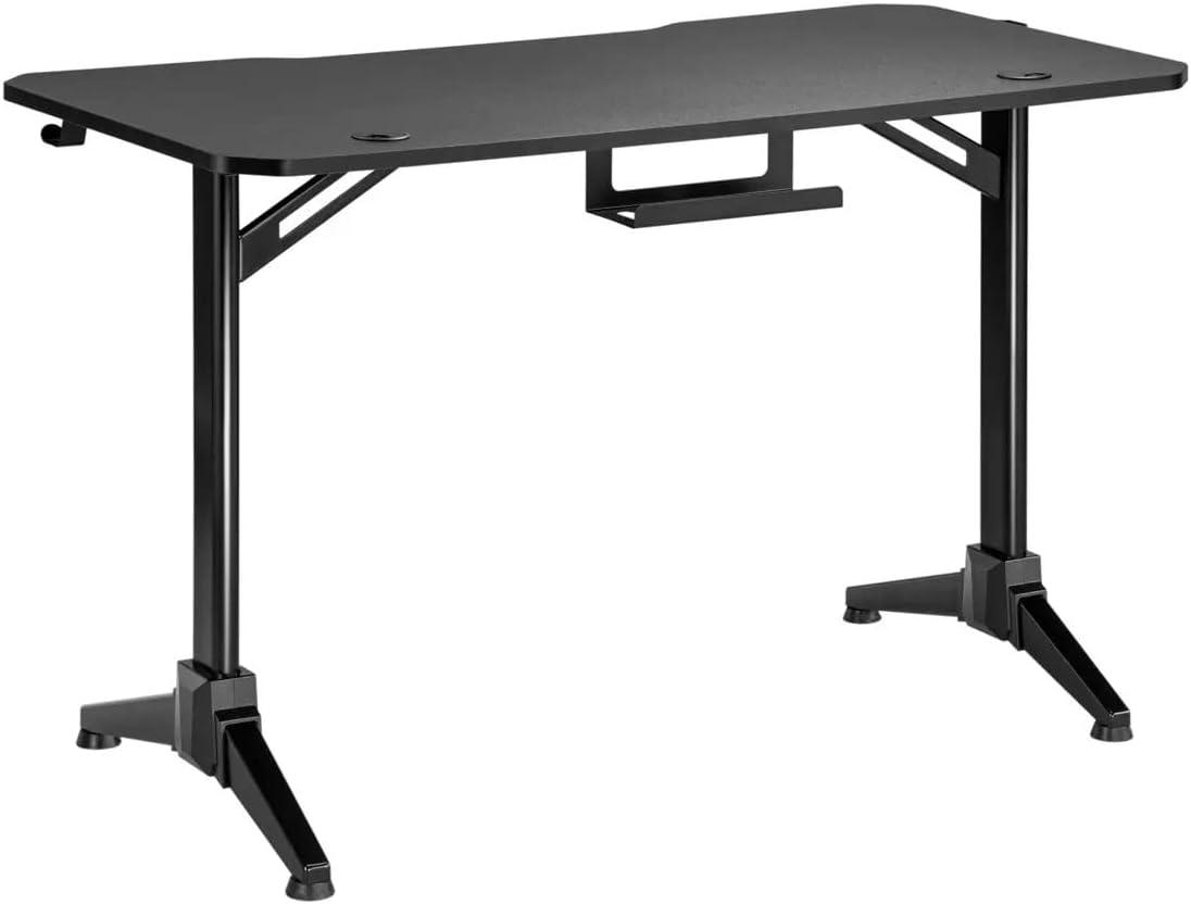 Monoprice Home Office Steel Frame Computer Desk with Solid-Core 4-foot Desktop and Accessory Attachments, Black - Workstream Collection
