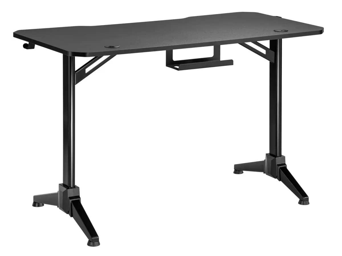 Monoprice Home Office Steel Frame Computer Desk with Solid-Core 4-foot Desktop and Accessory Attachments, Black - Workstream Collection