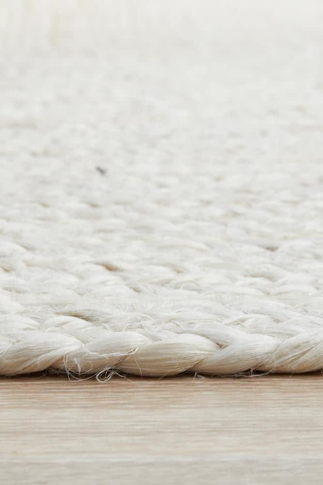 Nuloom Rikki Coastal Braided Jute Area Rug, Round 4', Off White