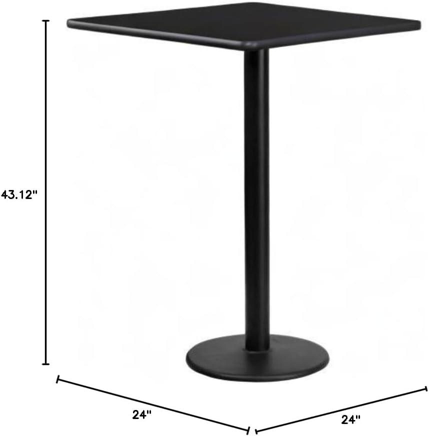 Flash Furniture Stiles 24'' Square Black Laminate Table Top with 18'' Round Bar Height Table Base