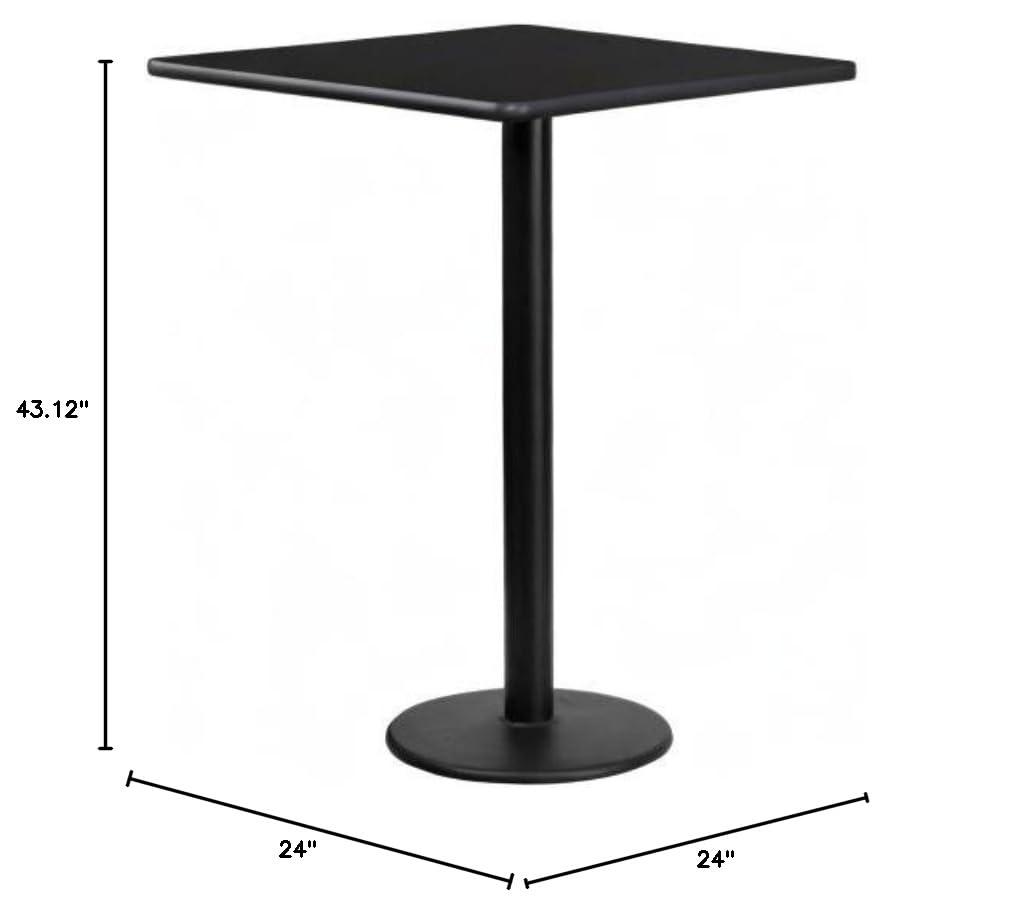 Flash Furniture Stiles 24'' Square Black Laminate Table Top with 18'' Round Bar Height Table Base