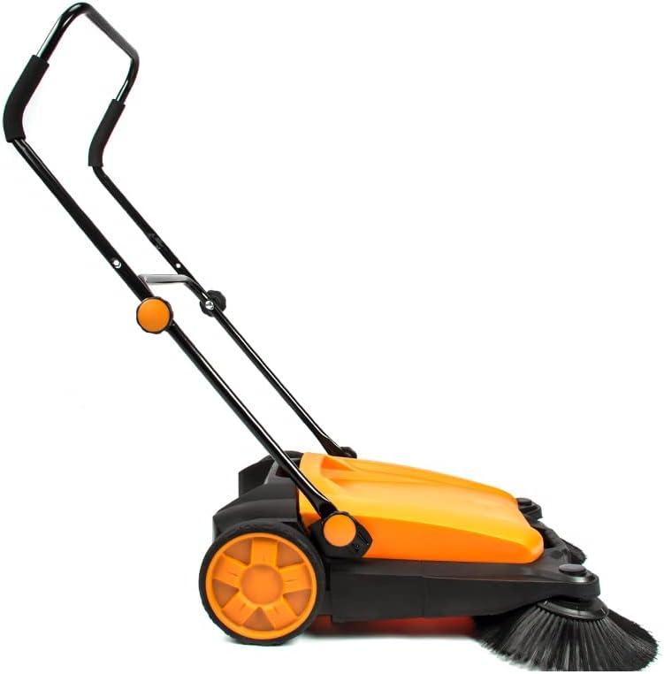 27.5" Orange and Black Manual Push Floor Sweeper