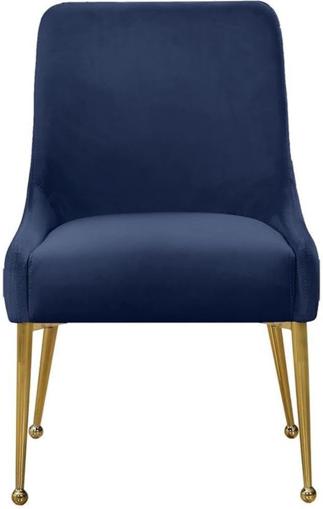 Meridian Furniture Owen 19.5"H Velvet Dining Chair in Navy (Set of 2)