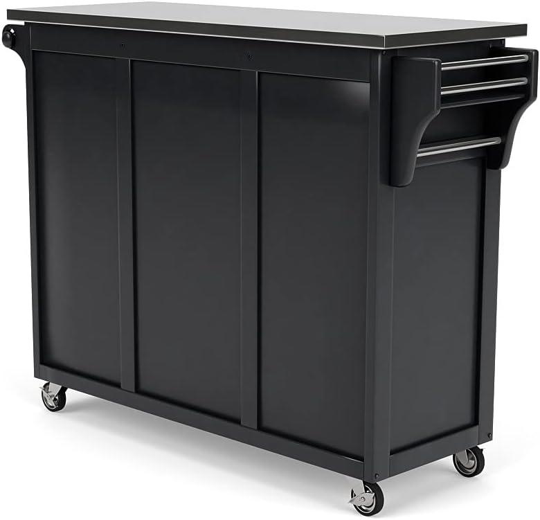 Black Stainless Steel Kitchen Cart with Spice Rack and Storage