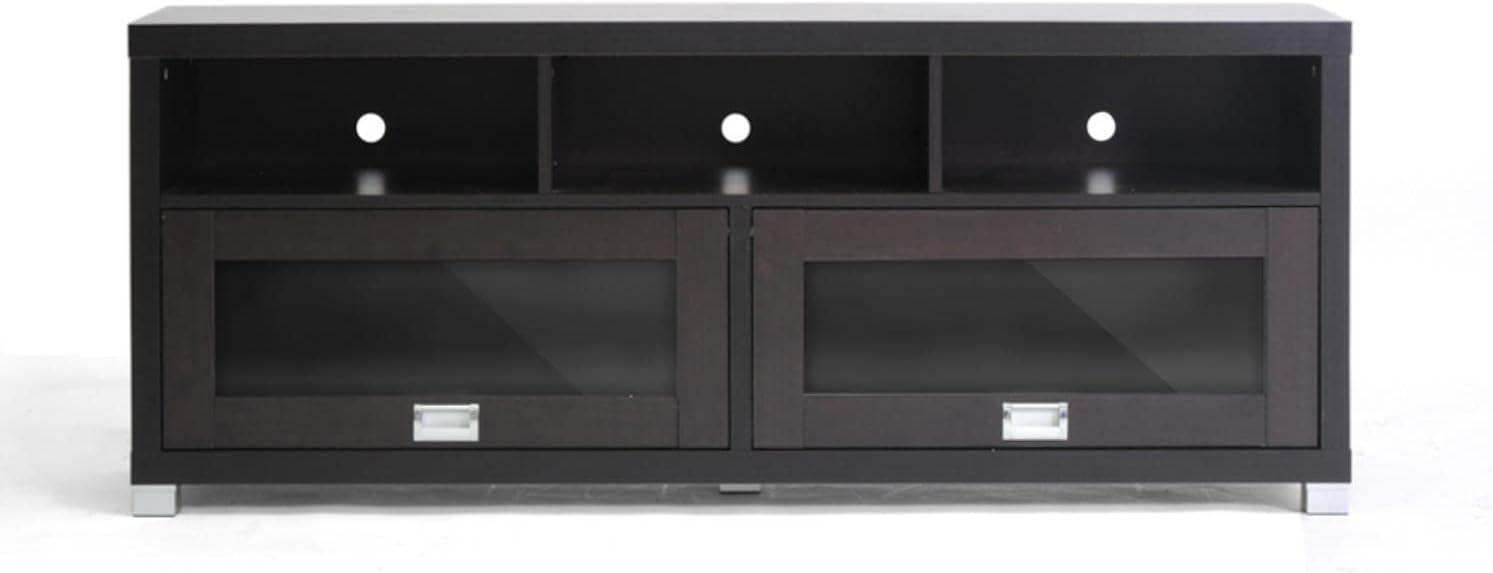 Modern TV Stand for TVs up to 62" Dark Brown - Wholesale Interiors: Entertainment Center with Cable Management