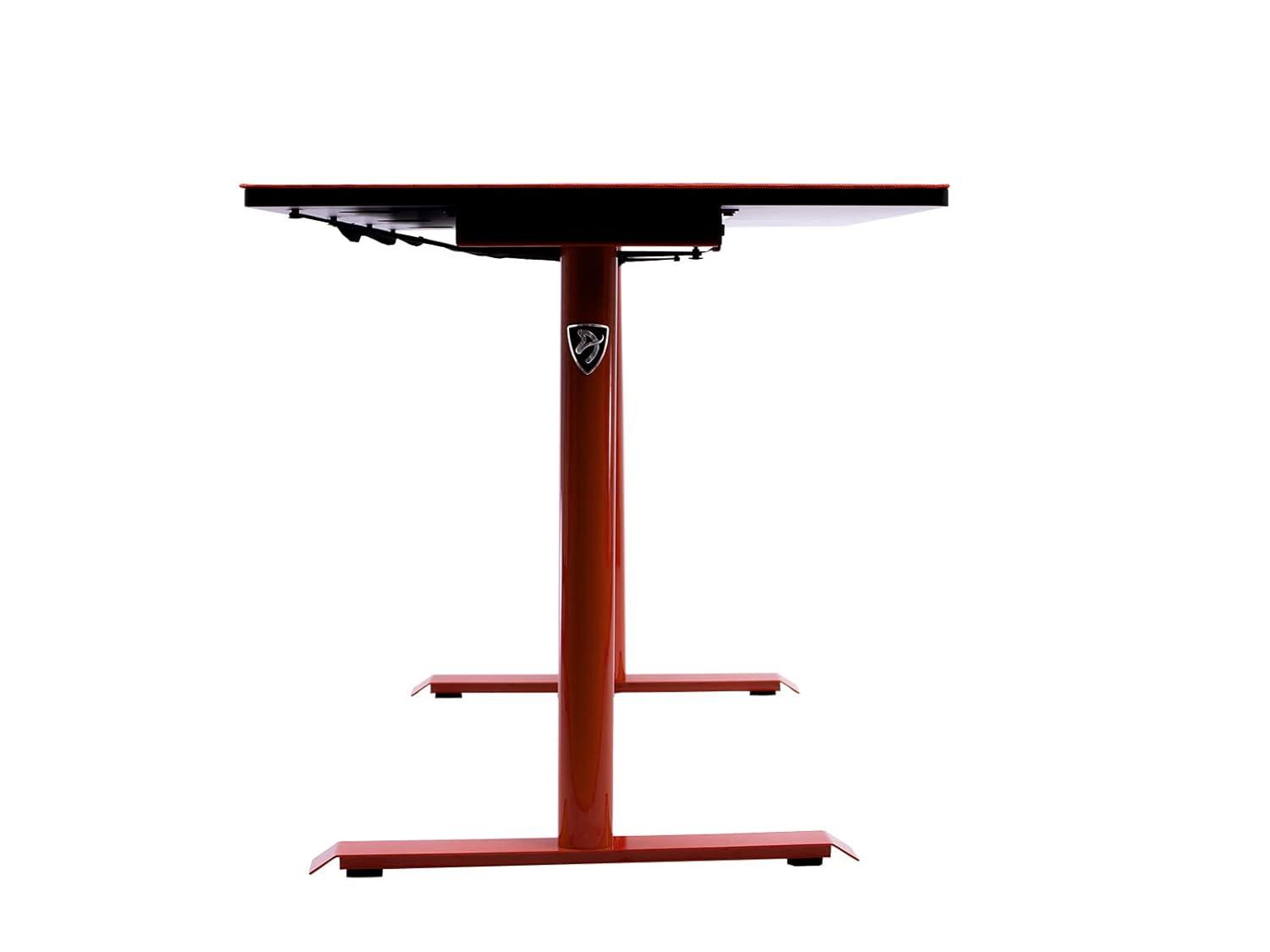 Compact Red & Black Gaming Desk with Full-Surface Mouse Pad