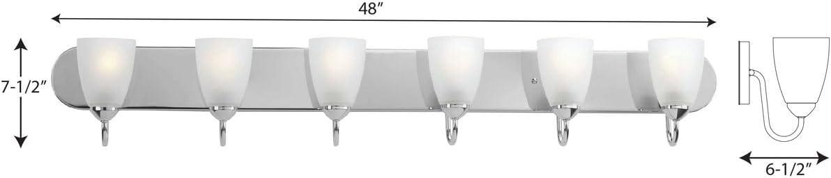 Progress Lighting Gather 6-Light Bath Bracket, Polished Chrome, Etched Glass Shades