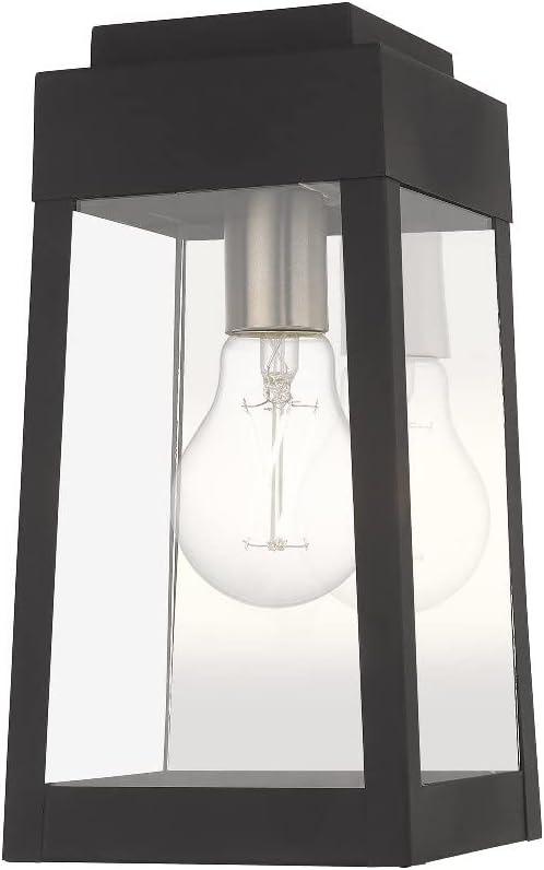 Satin Brass and Clear Glass Modern Industrial Outdoor Lantern