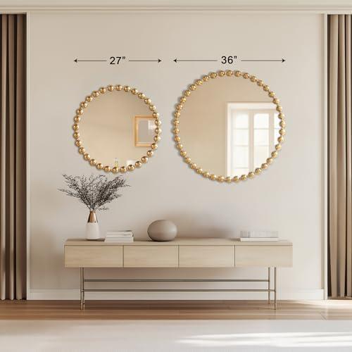 Marlowe Beaded Round Metal Wall Mirror
