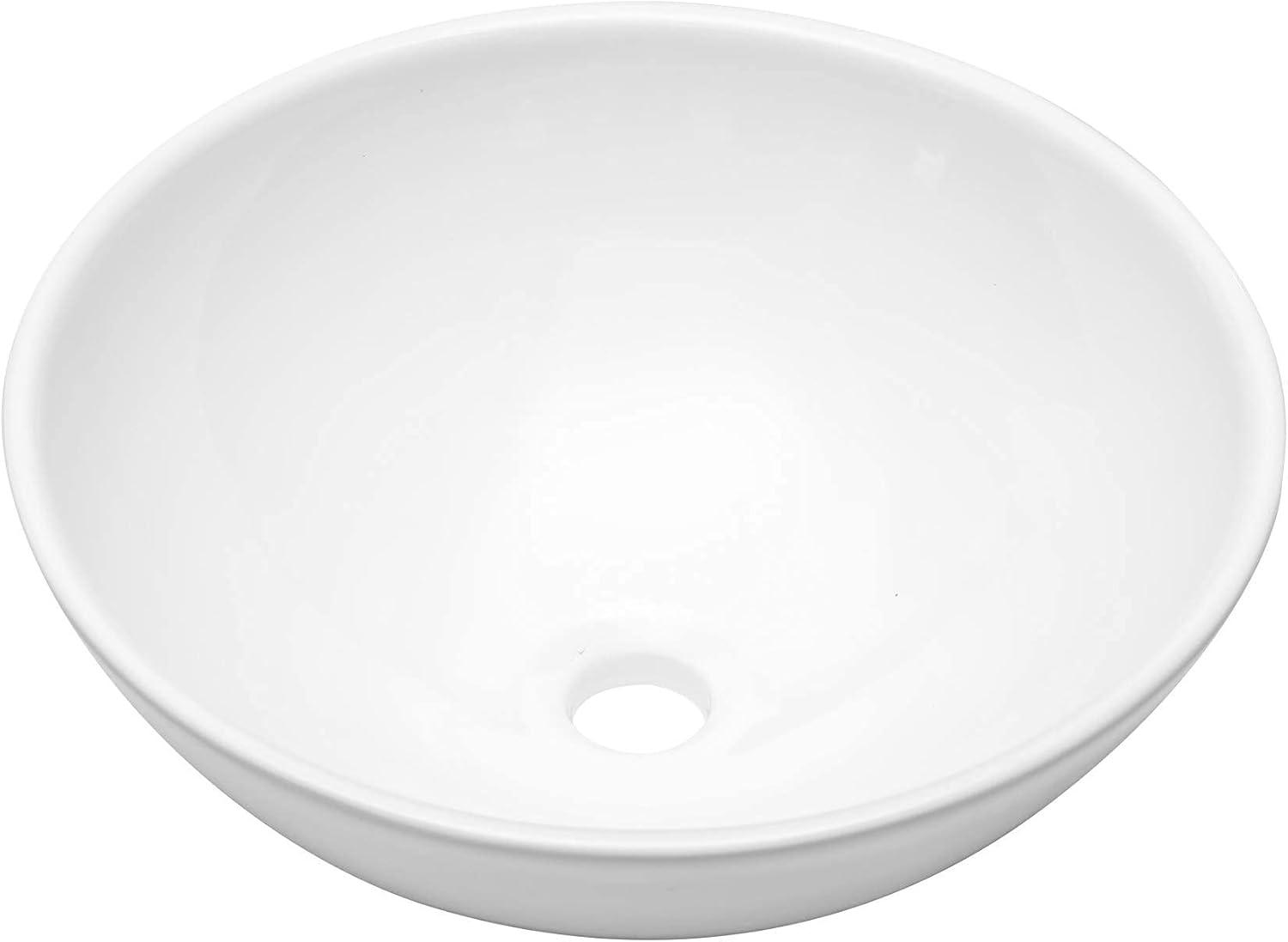 Mocoloo 13x13 Round Bowl Bathroom Modern White Above Counter Porcelain Ceramic Vessel Sink