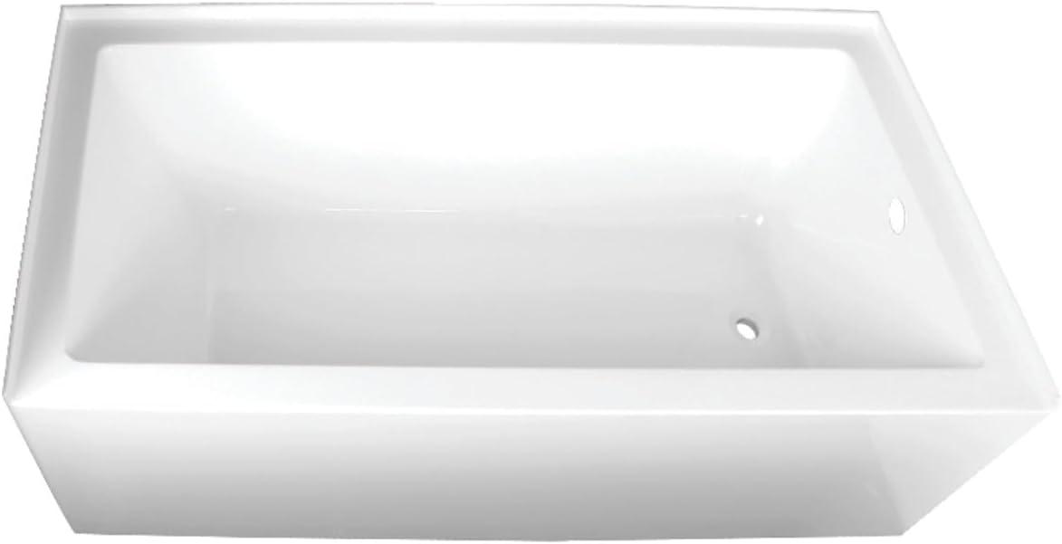 Aqua Eden VTAP603222R 60-Inch Acrylic 3-Wall Alcove Tub with Right Hand Drain Hole, White